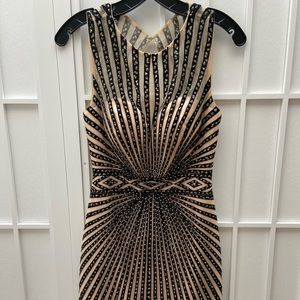 Cream and black cocktail dress